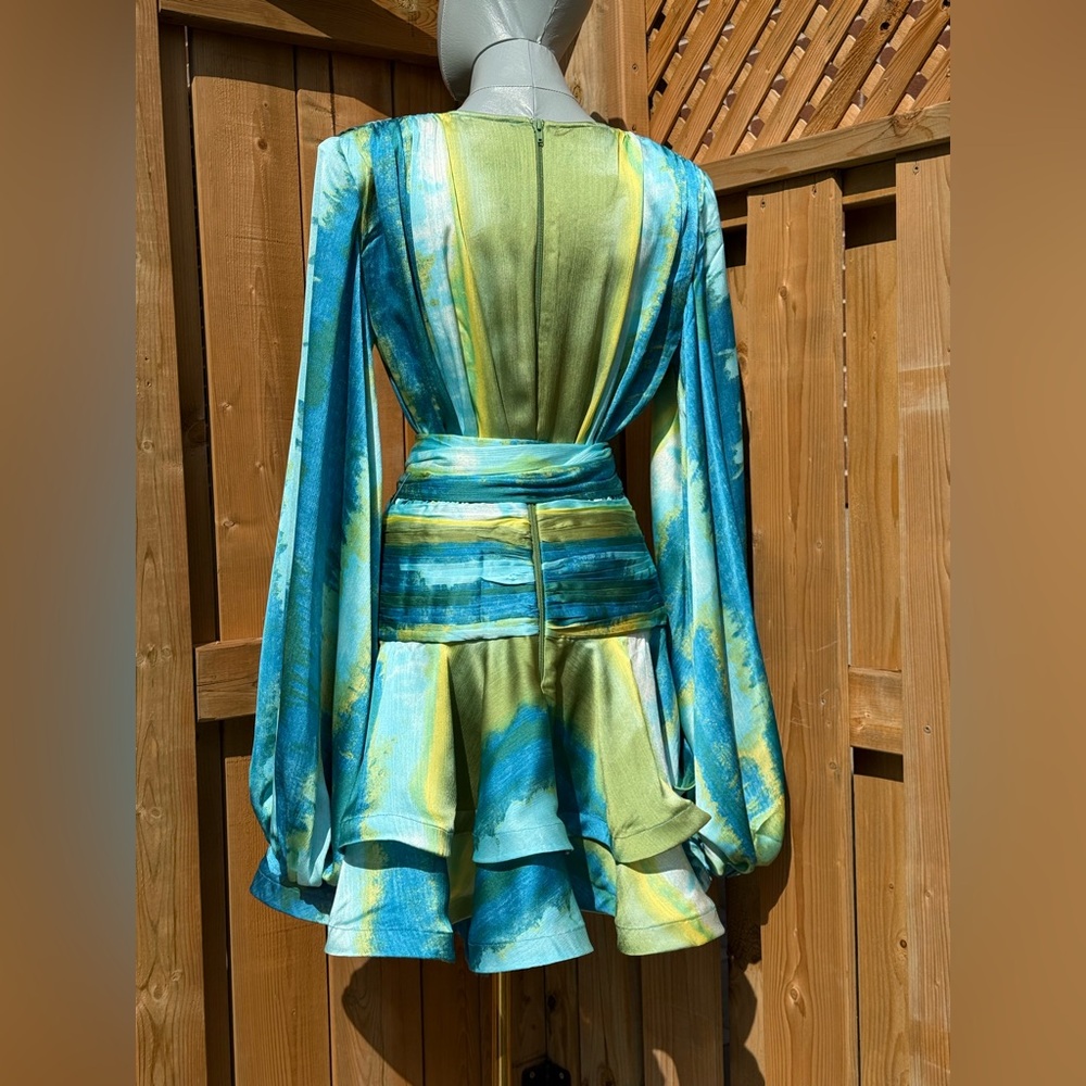 🆕 BRONX & BANCO 🧿 NWOT Bedouin Coastal Mini Dress, Blue Multi - Sz L US 8 - Picture 8 of 17